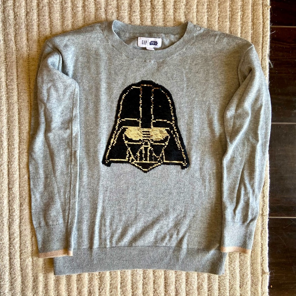 Gap Star Wars Darth Vader flip sequin sweater, Girls size L, VGUC
